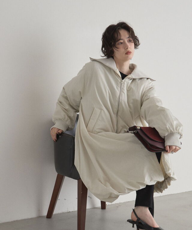 WEB限定】タフタ中綿バルーンリブコート