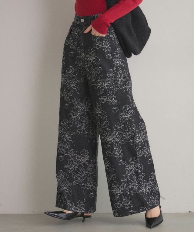 オフィシャルサイト限定】フラワージャガードデニムパンツ