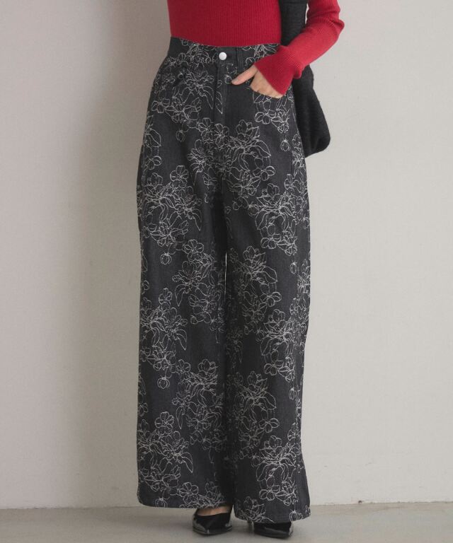オフィシャルサイト限定】フラワージャガードデニムパンツ