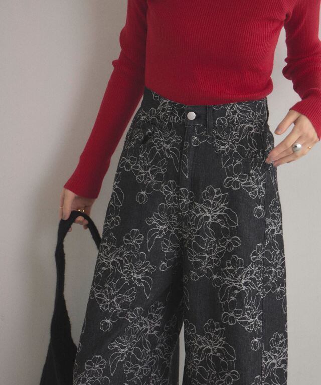 オフィシャルサイト限定】フラワージャガードデニムパンツ