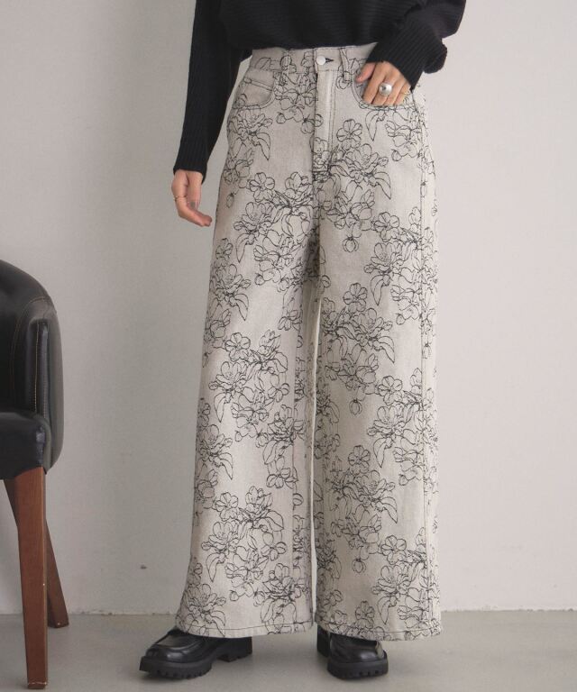 オフィシャルサイト限定】フラワージャガードデニムパンツ