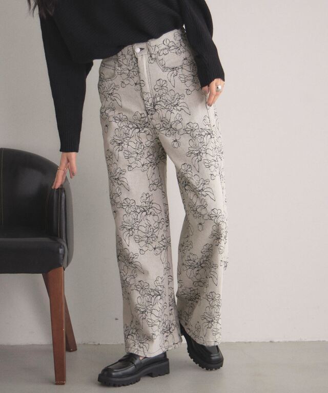 オフィシャルサイト限定】フラワージャガードデニムパンツ
