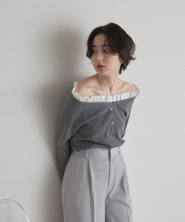 オフショルフリルニット / 完売商品 12Gオフショルフリルニット 春 SS[品番：INGW0009779]｜INGNI （イング
