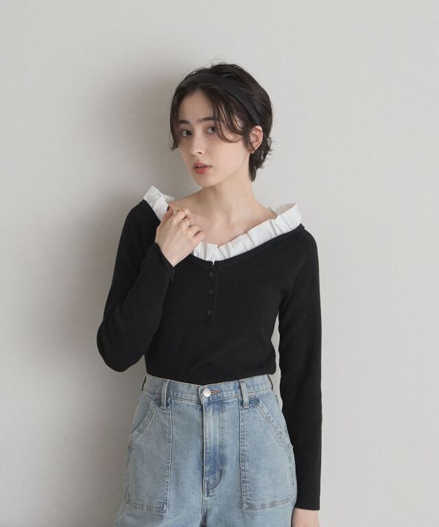 willfully オフショルフリルニット　anuans frayid nugu オフィシャルサイト限定】フリル付きオフショルニット