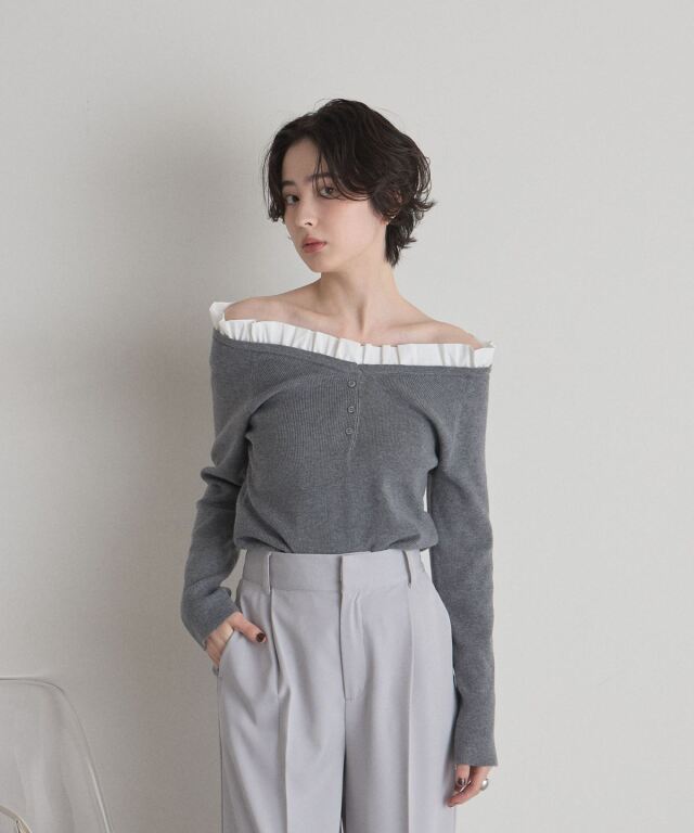 オフショルフリルニット / 完売商品 オフィシャルサイト限定】フリル付きオフショルニット