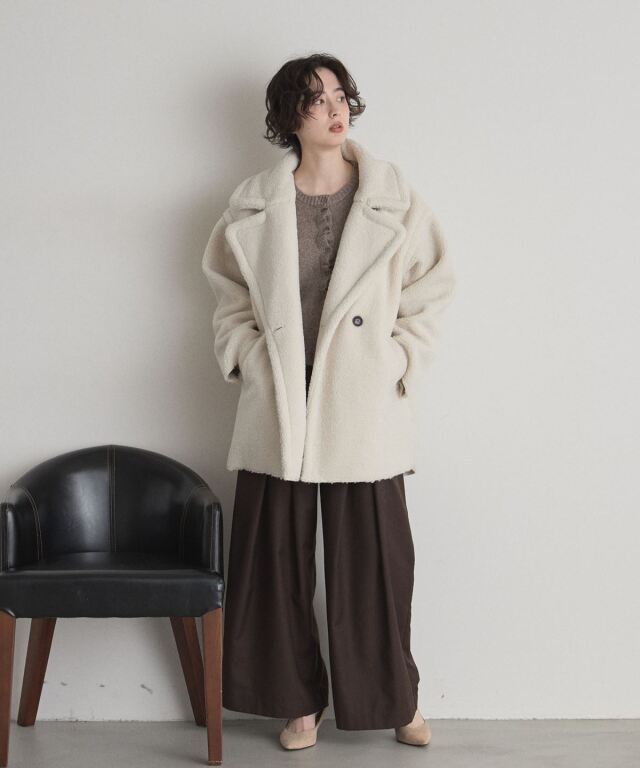 テオデム リアルムートン コート ダブル グレー オーバーサイズ sankyo shokai（三京商会） リアルムートン ［OLIVIERI］ ムートン