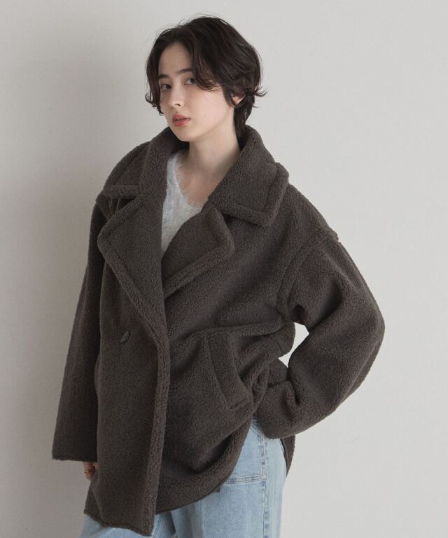 年末特別価格！　寒い季節に活躍ムートンハーフコート　直輸入物 PICCIN（ピッチン） ムートンコート ボアコート フェイクムートン