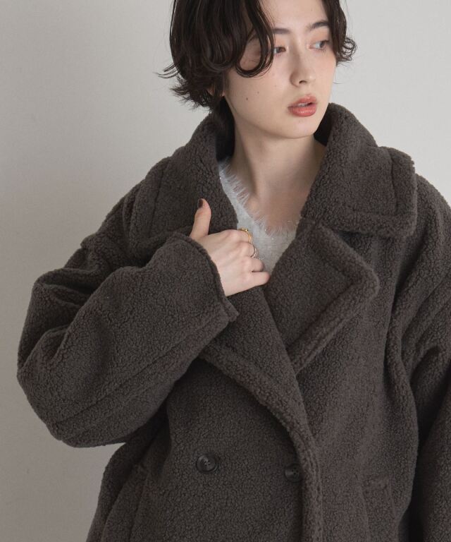 テオデム リアルムートン コート ダブル グレー オーバーサイズ sankyo shokai（三京商会） リアルムートン ［OLIVIERI］ ムートン