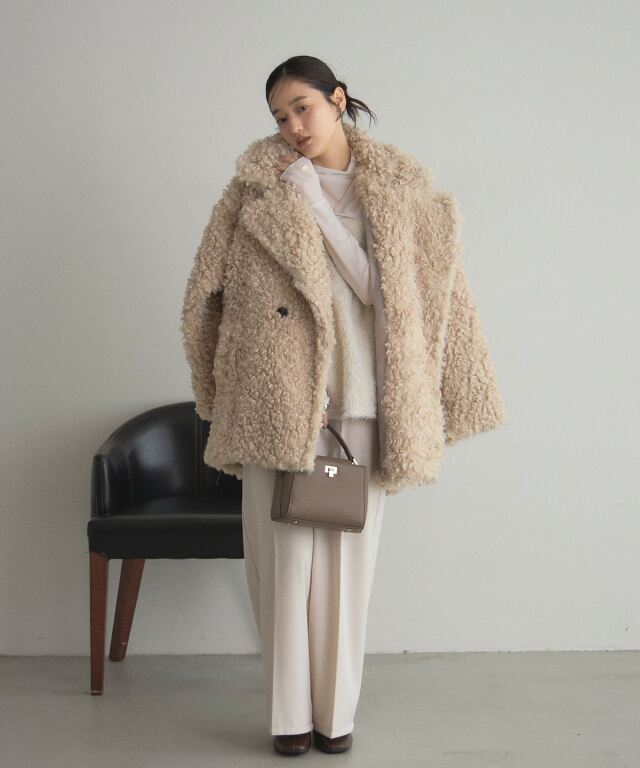 WEB限定】プードルファーミドルダブルコート