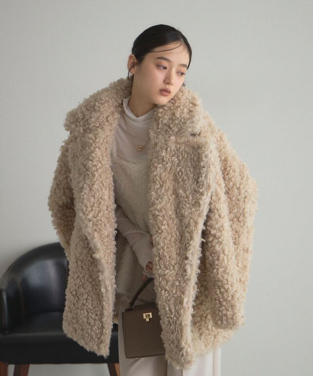 WEB限定】プードルファーミドルダブルコート