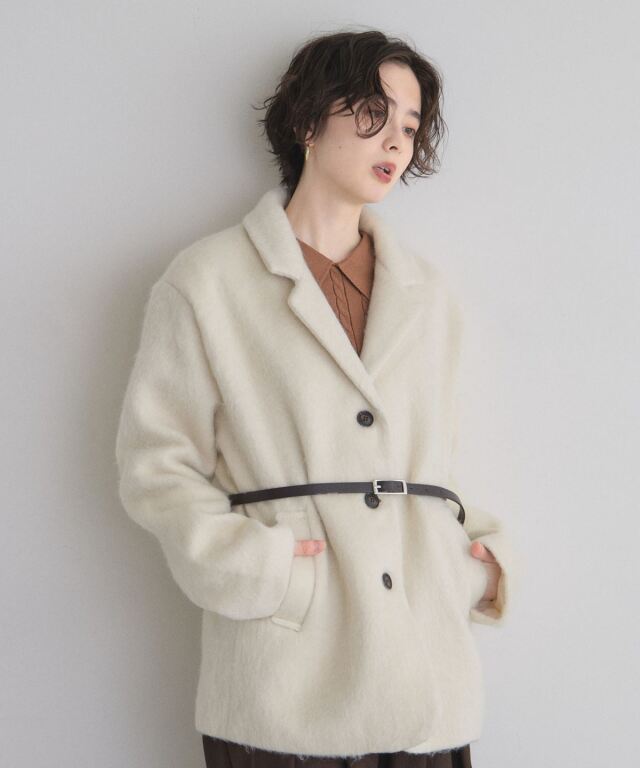 オフィシャルサイト限定】ベルト付きシャギーテーラードジャケット