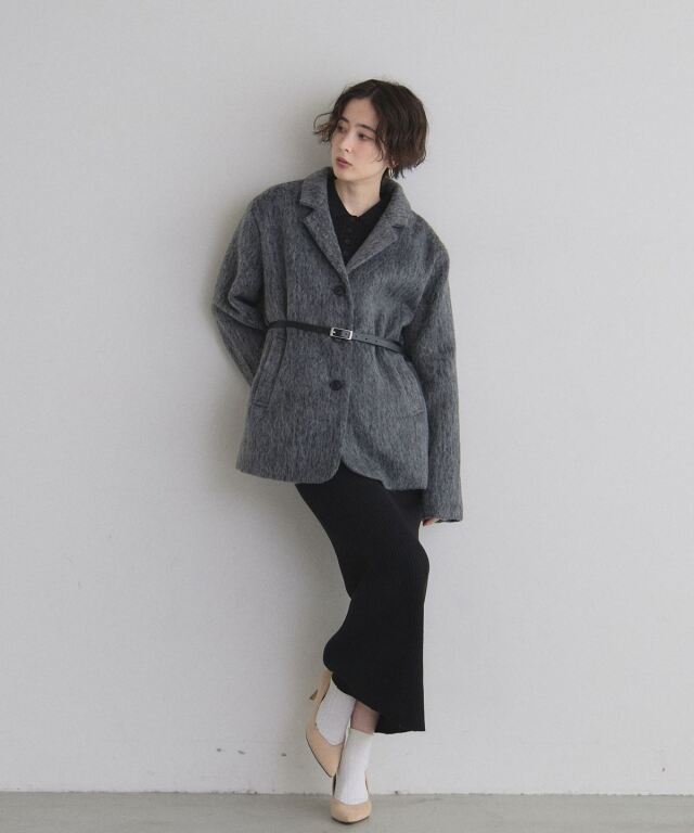 オフィシャルサイト限定】ベルト付きシャギーテーラードジャケット
