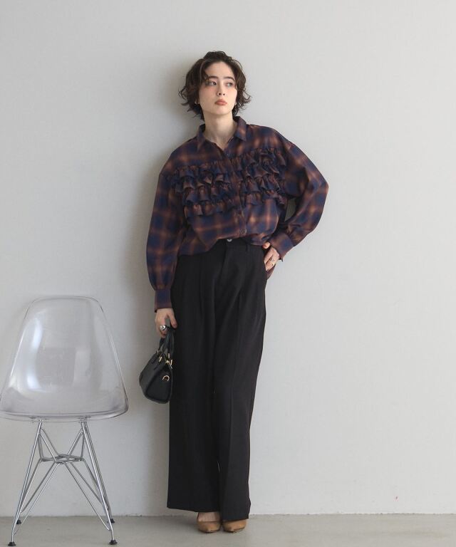 オフィシャルサイト限定】チェックフリルシャツ
