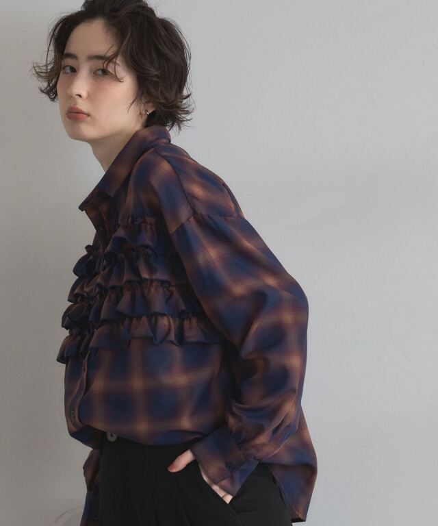 オフィシャルサイト限定】チェックフリルシャツ