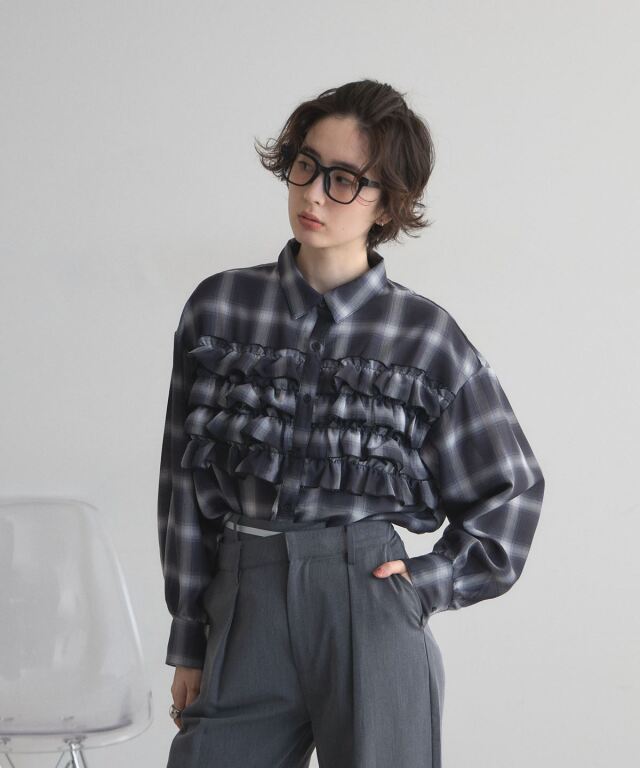 オフィシャルサイト限定】チェックフリルシャツ