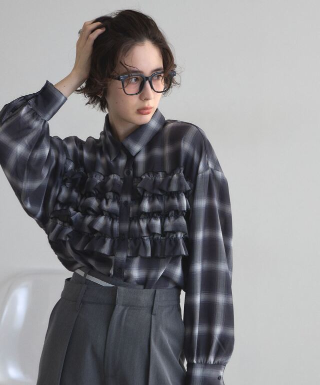 オフィシャルサイト限定】チェックフリルシャツ