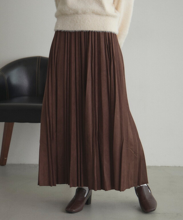 【WEB限定】スエードポンチプリーツスカート