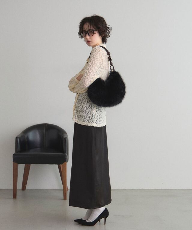 ポローラ polaura セミフレアサテンスカート polaura ポローラ