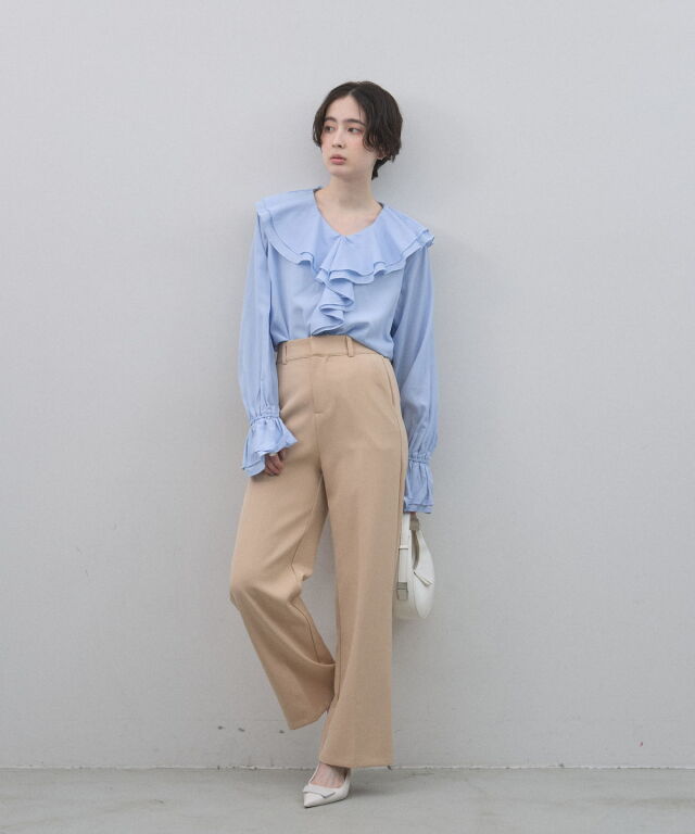 オフィシャルサイト限定】ポプリンラッフルカラーブラウス