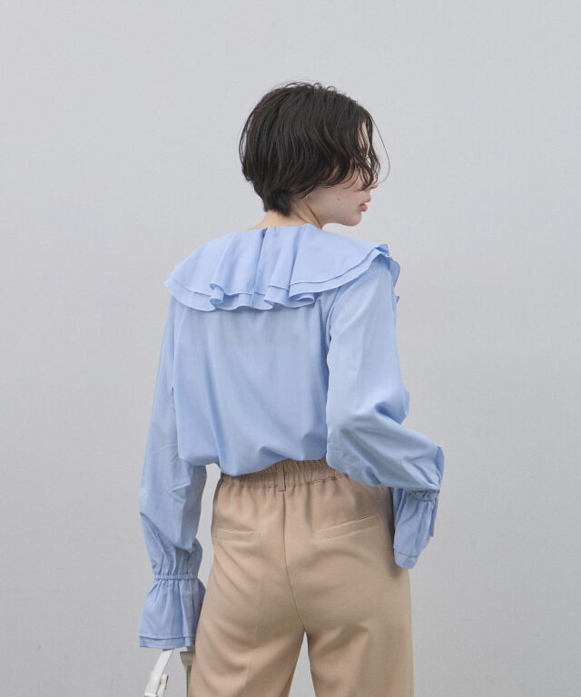 オフィシャルサイト限定】ポプリンラッフルカラーブラウス