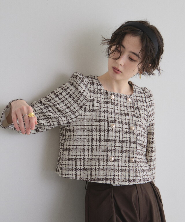 LETICIA ジャケット オフィシャルサイト限定】ラメループツイードショートジャケット