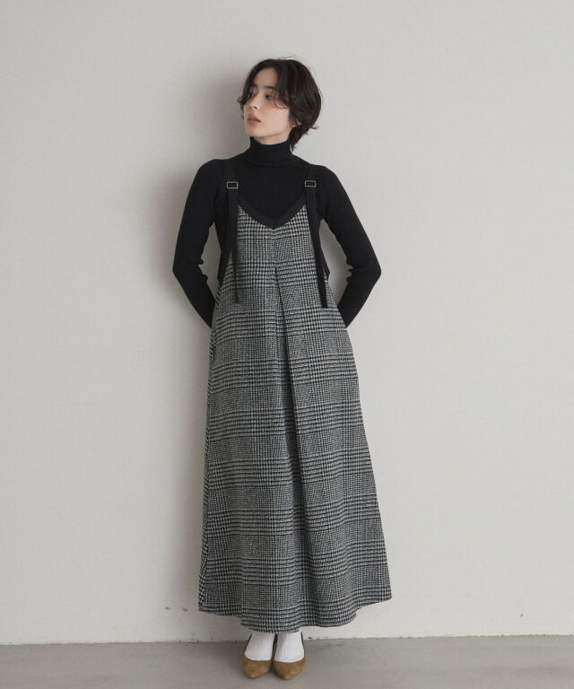 美品 モニーレ装飾 ファビアナフィリッピ グレンチェック柄メリノウールワンピース オフィシャルサイト限定】グレンチェック2WAYワンピース