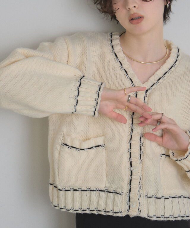 ステッチリネンニット AZUL BY MOUSSY | ステッチデザインニットトップス (ニット ) |SHEL