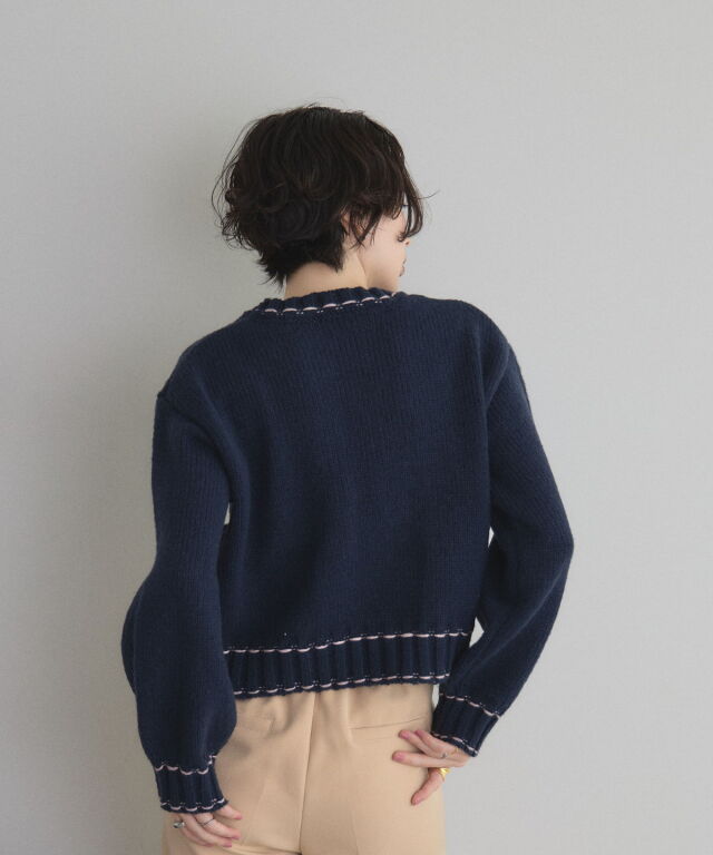 フミカウチダ　シェルステッチニット Olu.（オルドット） ニット セーター シェルステッチバイカラーサマー