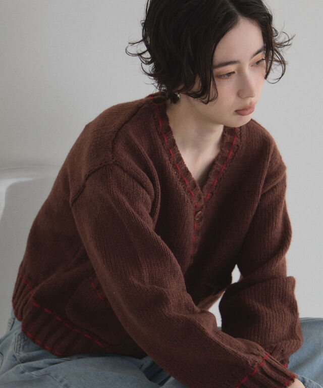 WEB限定】ショートステッチニット