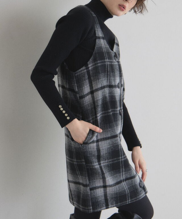 1月22日オフィシャルサイト限定再販！起毛チェック柄ジャンスカ