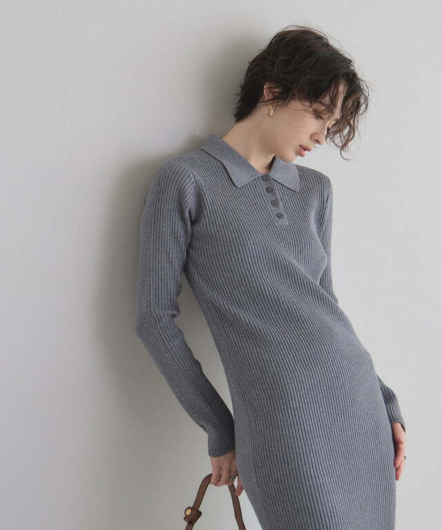 【オフィシャルサイト限定】ポロニットロングワンピース