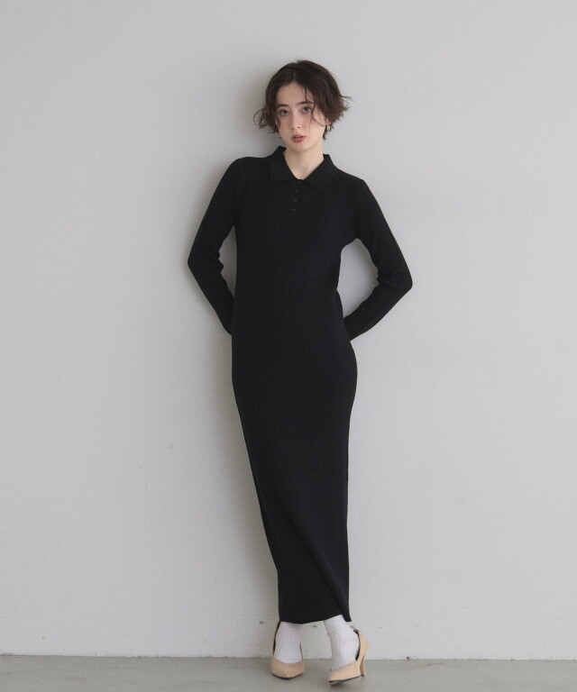 オフィシャルサイト限定】ポロニットロングワンピース