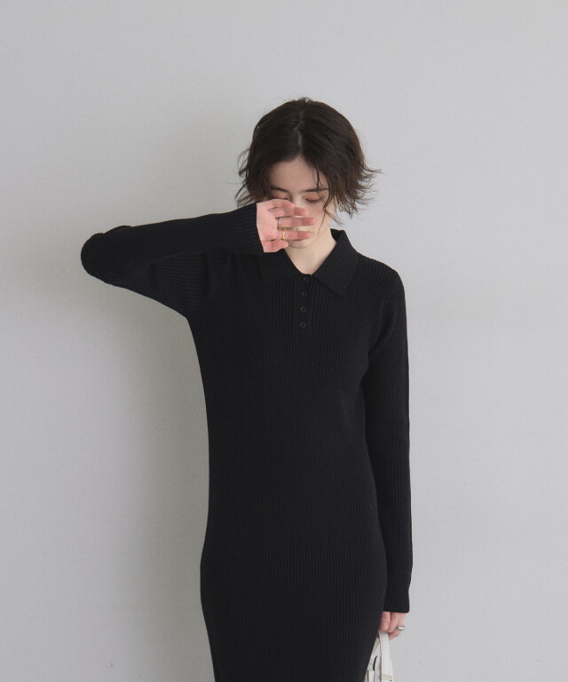 オフィシャルサイト限定】ポロニットロングワンピース