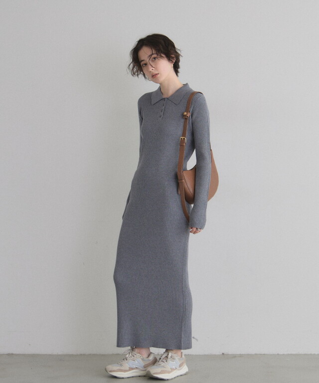 オフィシャルサイト限定】ポロニットロングワンピース