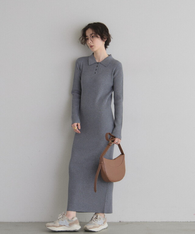 オフィシャルサイト限定】ポロニットロングワンピース