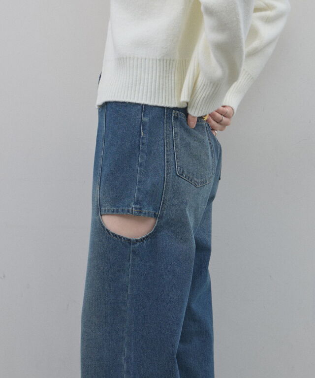 オフィシャルサイト限定】サイドカットデニムストレートパンツ