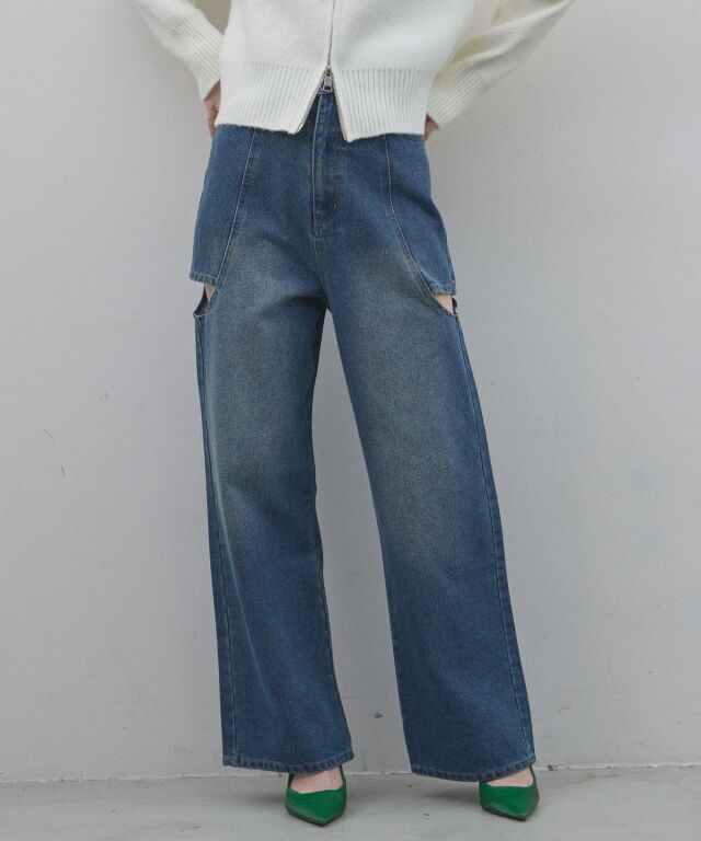 オフィシャルサイト限定】サイドカットデニムストレートパンツ