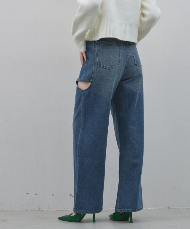 オフィシャルサイト限定】サイドカットデニムストレートパンツ