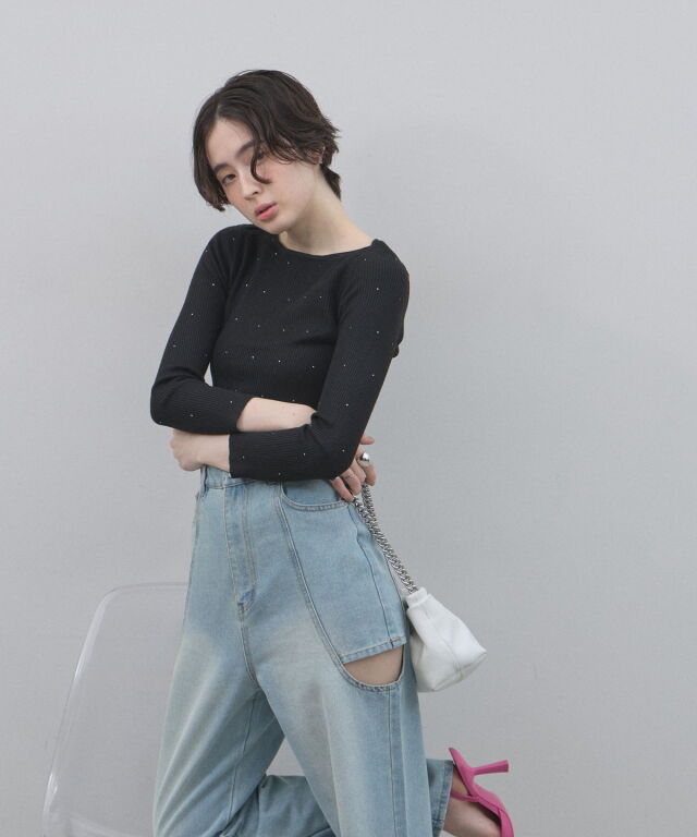 オフィシャルサイト限定】サイドカットデニムストレートパンツ