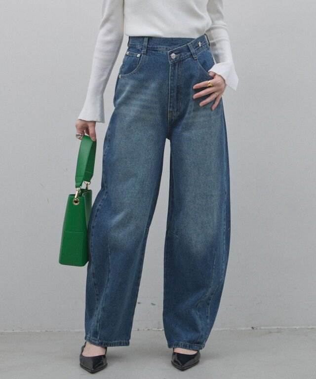ウエストアシメカーブデニム