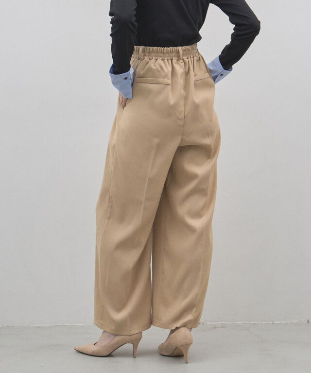 【epa】twill wide pants ツイルワイドパンツS ベージュ オフィシャルサイト限定】ツイルワイドストレートパンツ（セットアップ）
