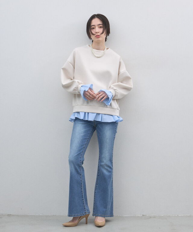 オフィシャルサイト限定】フリルヘムレイヤード風スウェット