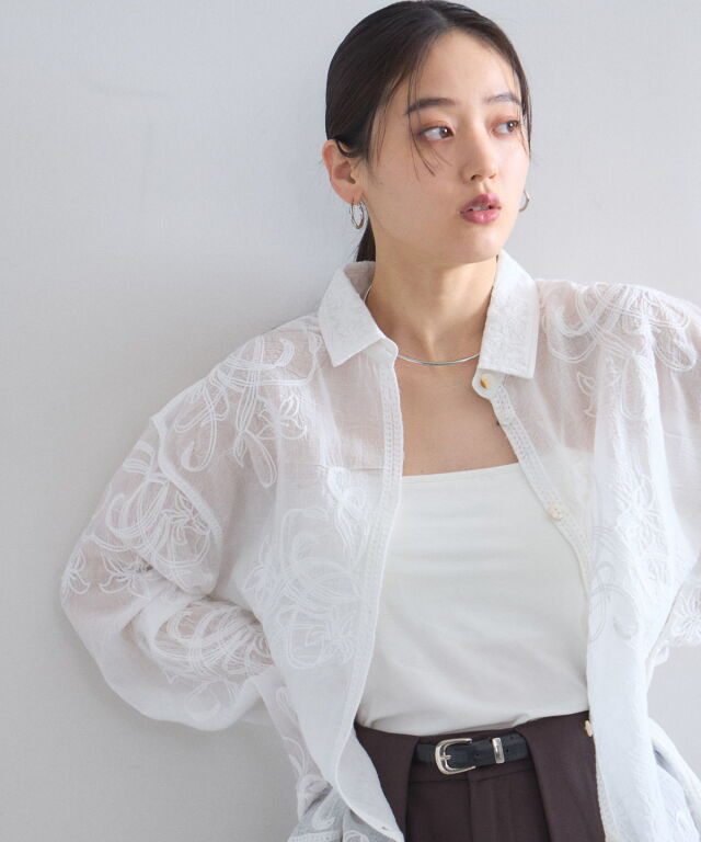 styling/ エンブロイダリーオーバーシャツジャケット 新品 styling/｜エンブロイダリーオーバーシャツジャケット | Rakuten