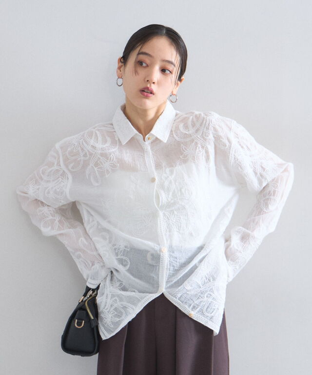 styling/ エンブロイダリーオーバーシャツジャケット 新品 オフィシャルサイト限定】コットンエンブロイダリーオーバーシャツ