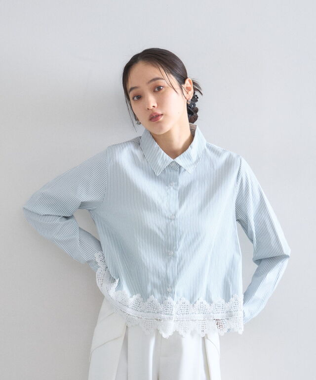 オフィシャルサイト限定】モチーフレースヘムシャツ