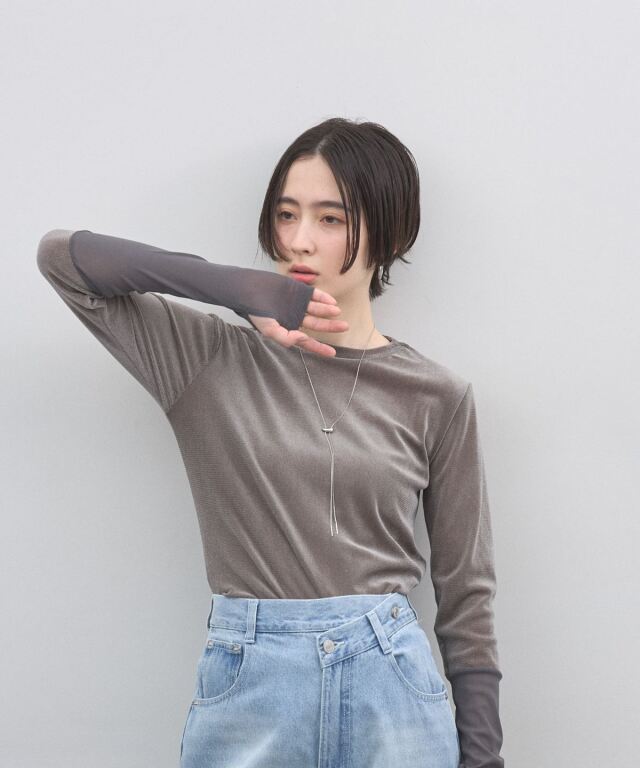 オフィシャルサイト限定】シアーフロッキー袖口シアー切替トップス