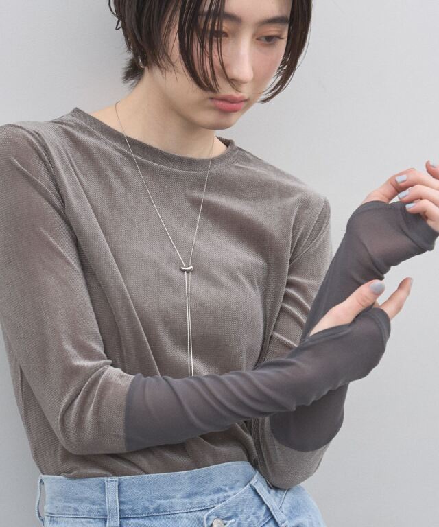 オフィシャルサイト限定】シアーフロッキー袖口シアー切替トップス