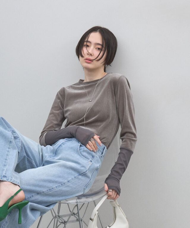 オフィシャルサイト限定】シアーフロッキー袖口シアー切替トップス