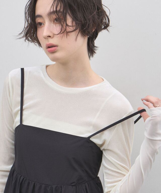 オフィシャルサイト限定】シアーフロッキー袖口シアー切替トップス