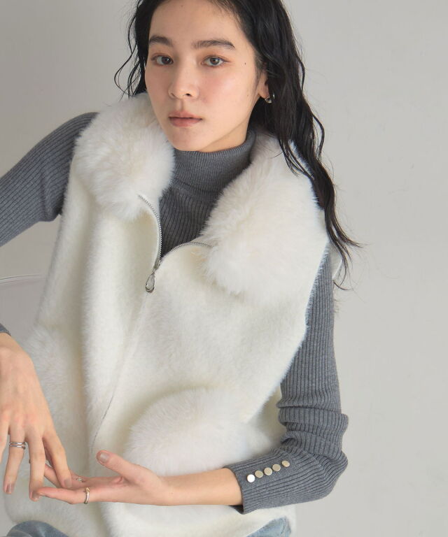 オフィシャルサイト限定】ファー×ニットZIPベスト